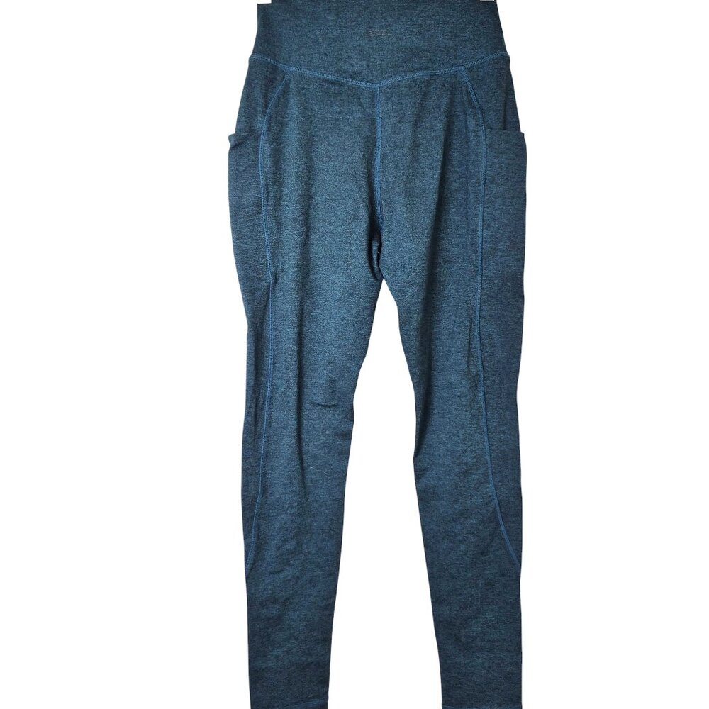Stori Leggings Size 6 Teal Heather Soft Double Brush Heavy Weight Pockets Tights - Picture 2 of 8